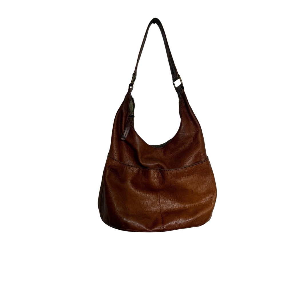American Leather Co Brown Slouchy Hobo Bag Boho Chic Neutral Earthcore Vintage - Picture 2 of 16